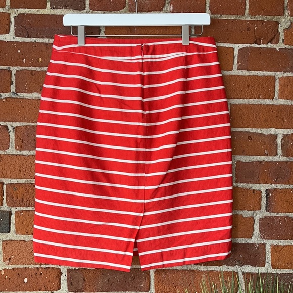Banana Republic Skirt Back Zip Midi Striped Red, Size 6 - Picture 2 of 8
